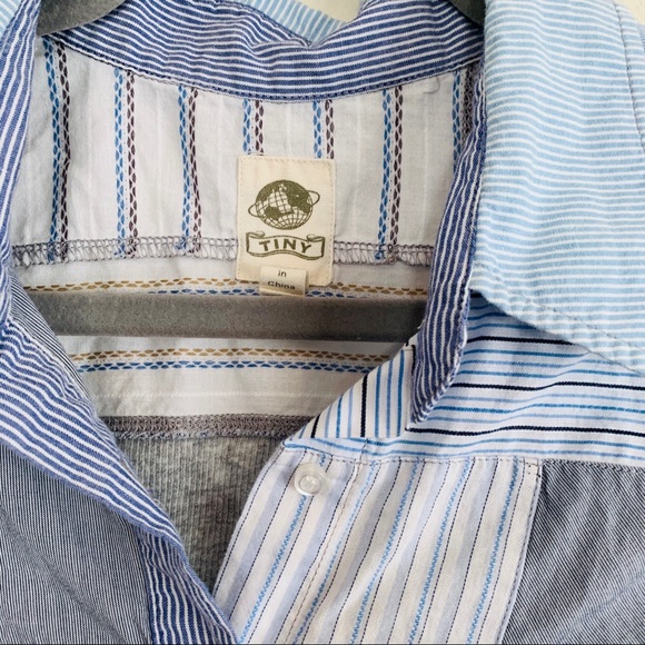 Anthropologie Tiny Stripe Ribbed Sleeve Button Up - Picture 3 of 5